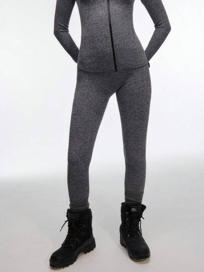 SHEIN Unity Marled Rib High Waist Contour Gym Sports Leggings