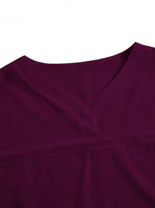 PopScrub Women V-Neck Short Sleeve Dual Pocket Nurse Uniform Top, Scrubs - Purple - View 5