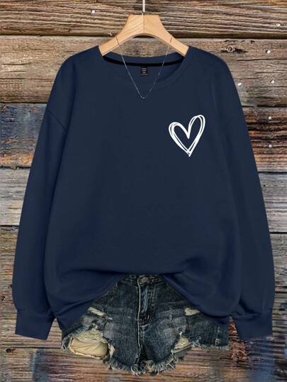 Calvaya Plus Size Women's Featuring A Deer Skull With Christmas Decorations HAPPY Christmas Letter Print Crew Neck Long Sleeve Sweatshirt