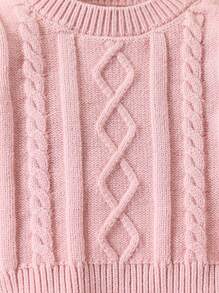 基本款婴幼儿针织毛衣和裤子套装，休闲简约 - 藕粉色 - 查看 6