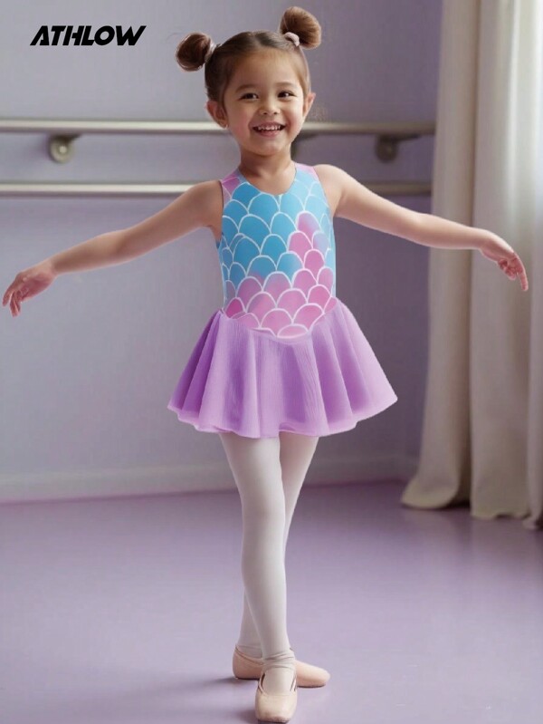 SHEIN 1pc Young Girl Gymnastics & Ballet Dress Breathable Sleeveless Leotard, Purple Stretchy Cute Dancewear Outfit