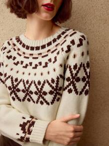 MOTF PREMIUM FAIR ISLE PATTERN RAGLAN SLEEVE SWEATER