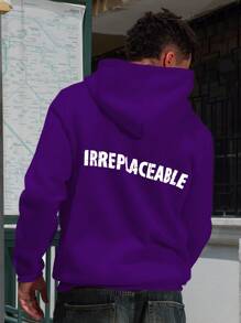 Manfinity Campus Court Aesthetic Post--Men's Casual Numeric Print Front Zipper Long Sleeve Hoodie - Purple - View 2