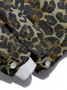 Manfinity LEGND Áo khoác denim họa tiết da báo dáng rộng có vạt cho nam không có mũ trùm đầu, phong cách đường phố - Nhiều màu - Xem 7