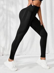 Easithlete Leggings de yoga para mujer de unicolor, sin costuras, con alto estiramiento y control de abdomen para ropa deportiva