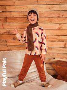 SHEIN 2pcs/Set Boy's Casual Star Print Round Neck Long Sleeve Top And Pants, Autumn - Multicolor - View 20
