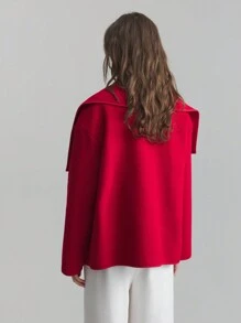 Ontre 2025 New Spring Women's 50% Wool Blend Double-Sided Woolen Jacket, Short & Elegant Red Outerwear