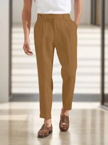 Calvornis Men Solid Color Slim Fit Slim Leg Dress Pants - Multicolor - View 3