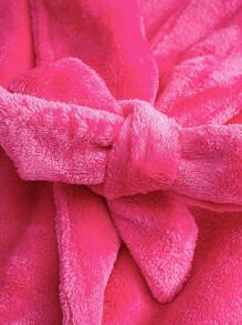 Cozy Pixies Baby Girl 3pcs Christmas Reindeer Pattern Colorblock Crew Neck Long Sleeve Top, Long Pants And Thick Robe Set, Winter Clothes - Hot Pink - View 14