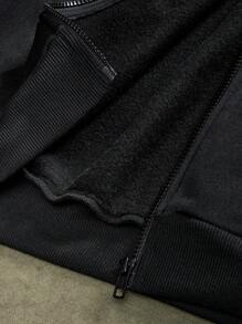 SHEIN Sudadera holgada con gráfico de figura para adolescentes varones, con frente abierto - Negro - Ver 5
