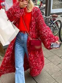 INAWLY Áo khoác cardigan vải hỗn hợp dài thường ngày cho nữ, Thu/Đông - Nhiều màu - Xem 4