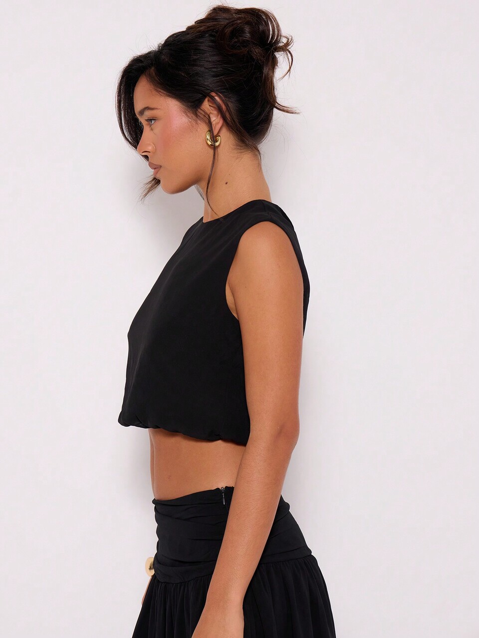Sleeveless Chiffon Crop Tank Top Vacation Casual Spring Summer Elegant Holiday