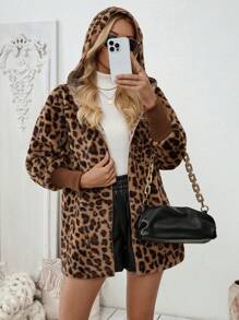 Chiquease Áo khoác cardigan trùm đầu họa tiết động vật có bo gấu tay, thích hợp cho các buổi họp mặt gia đình, đi làm và đi chơi, giữ ấm vào mùa thu/đông - Cà phê nâu - Xem 1