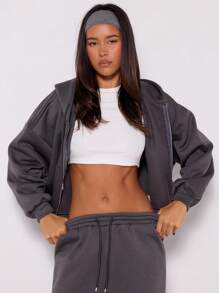 MUSERA Double Zip Through Hoodie - Dark Grey - View 5