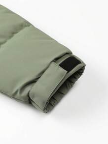 Gym Rark Two-Tone Boyfriend Style Men Casual High Neck Zip-Up Warm Padded Coat, Puffer Jacket - Green - View 3