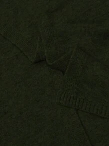 Plus Size Women Solid Color Round Neck Split Hem Sweater Vest, Autumn/Winter Fall - Army Green - View 4