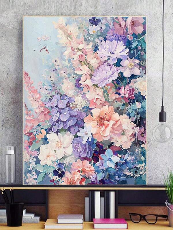 1set Flower Oil Painting Style Diamond Painting Without Frame, Oil Painting Style CG Style 5D Diamond Painting Mosaic Full Round Diamond Embroidery Cartoon Cross Stitch Holiday For Gift Home Decoration,Wall Decoration(20x30/30x40/40x50cm) Christmas For Holiday Gift Giving