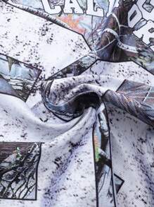 ROMWE MEN Street Life 1 szt. Męska koszulka z długim rękawem Dry Wood Camouflage Graphic Casual T-shirt, odzież sportowa do noszenia na ulicy