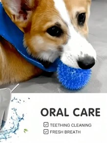 1 pieza Pelota de goma con sonido para masticar de color aleatorio, juguete interactivo de limpieza dental para perros, juego de entrenamiento y diversión para mascotas, regalo para cachorros para usar dentro y fuera de casa - Azul - Ver 3