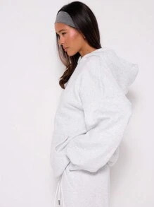 MUSERA Leopard Cherry Graphic Slouch Hooded Sweatshirt Casual - Light Grey - View 3