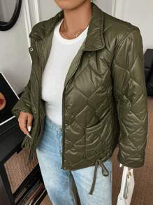 Calvaya Áo khoác thường ngày chần bông cỡ lớn, áo khoác ngoài nhẹ, phù hợp với quần áo mùa thu đông, cho Giáng sinh - màu xanh lá - Xem 7