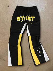 Manfinity EMRG 男士休闲运动撞色字母印花抽绳腰部运动裤