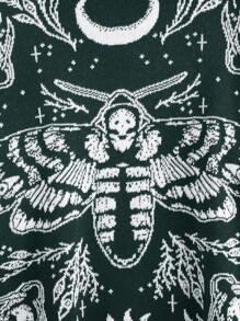 Mystic heart 大码女式骷髅图案圆领长袖套头衫，秋冬款