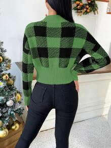 Chiquease Women's Casual Everyday Colorblock Plaid Loose Knit Sweater For Autumn/Winter Knit Pullover Fall Outfit