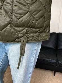 Calvaya Áo khoác thường ngày chần bông cỡ lớn, áo khoác ngoài nhẹ, phù hợp với quần áo mùa thu đông, cho Giáng sinh - màu xanh lá - Xem 11