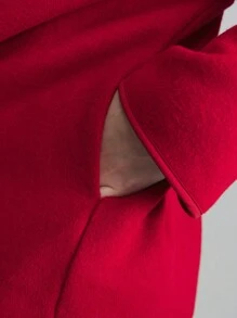 Ontre 2025 New Spring Women's 50% Wool Blend Double-Sided Woolen Jacket, Short & Elegant Red Outerwear