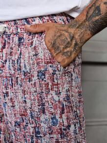 Manfinity Homme Men's Stiff Straight Leg Tie-Dye Purple Pants - Purple - View 3