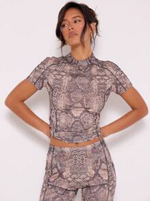 MUSERA 高领蛇纹印花网眼婴儿T恤，休闲春夏假日款 - 彩色 - 查看 1