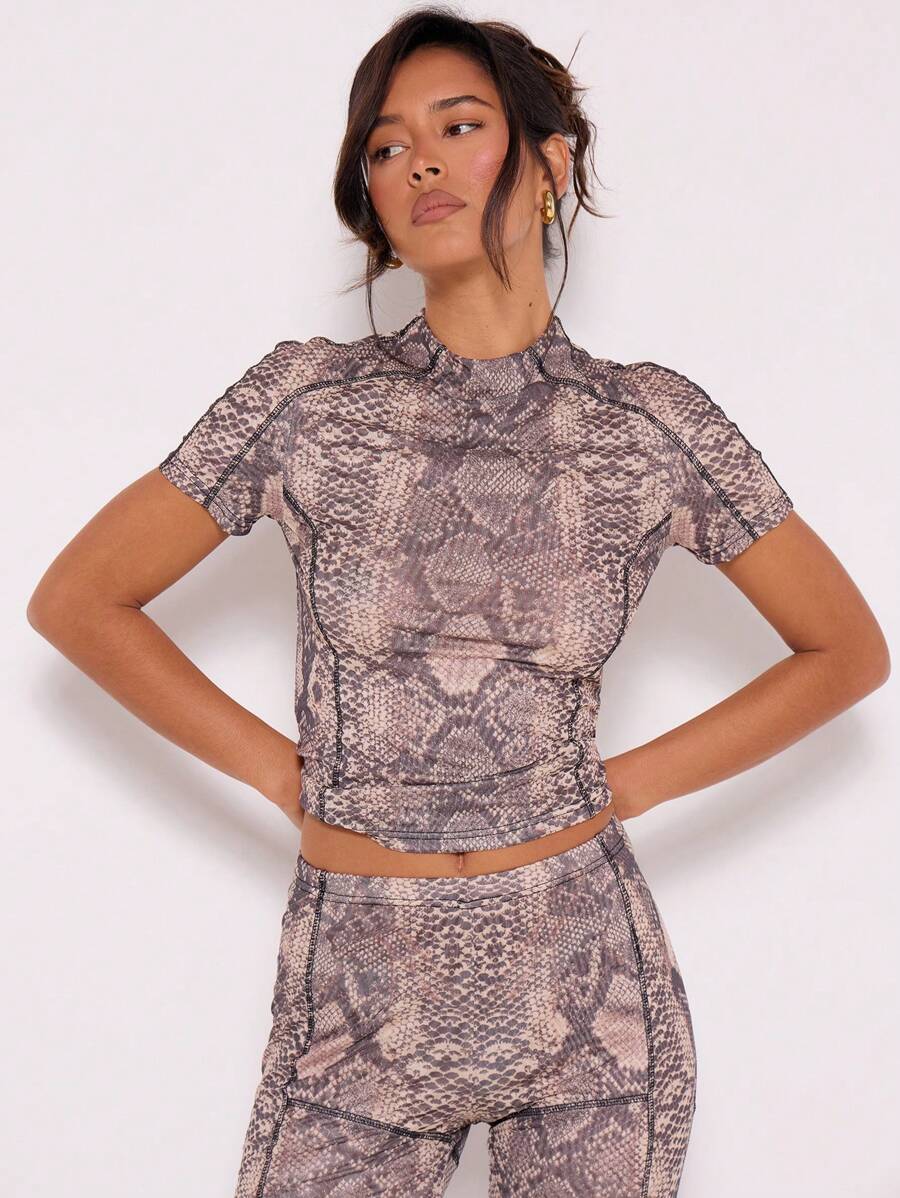 MUSERA 高领蛇纹印花网眼婴儿T恤，休闲春夏假日款 - 彩色 - 查看 1