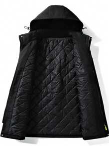 Gym Rark Boyfriend Style Men's Casual Color Block Zip-Up Hooded Ski Jacket With Drawstring, Suitable For Autumn Outings - Black - View 2
