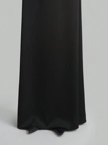 Ontre Women's Four-Season Black High-Waisted Maxi Skirt, Satin Skirt, Versatile And Elegant High-End Skirt - Black - View 7