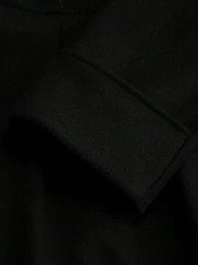 Celure Áo khoác dài cổ ve màu trơn thanh lịch cỡ lớn cho nữ, thu/đông, thắt eo - màu đen - Xem 3