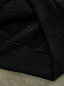 SHEIN Áo nỉ dáng rộng thoải mái cho bé trai tuổi teen, có họa tiết. - màu đen - Xem 4