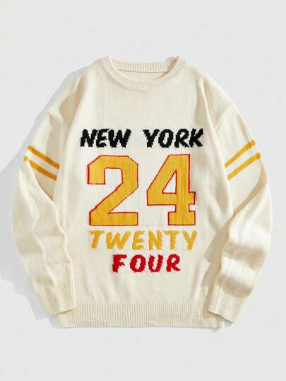 Street Life Pull ample homme avec imprimé lettres, automne/hiver