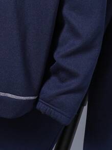 SHEIN Tween Boy Casual Letter Print Zip-Up Hoodie And Pants Set, New Style For Autumn/Winter - Black - View 5