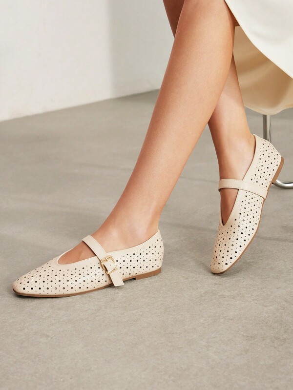 MOTF PREMIUM WOMEN HOLLOW-OUT SQUARE TOE FLAT LOAFERS, FOR NEW YEAR HOLIDAY, SPRING SHOES SPRING BREAK EASTER