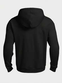 Claim Dot Sudadera con capucha de unicolor y bolsillo, de manga larga y minimalista para hombre, para uso casual diario en otoño - Negro - Ver 2