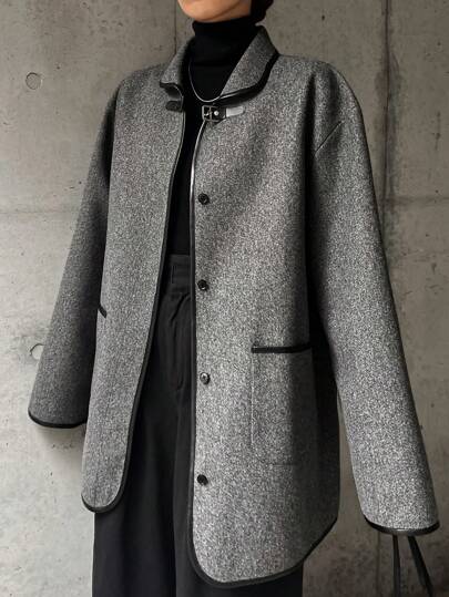 FRIFUL 女士纽扣前开襟长袖口袋简约休闲常规外套，秋季女装外套