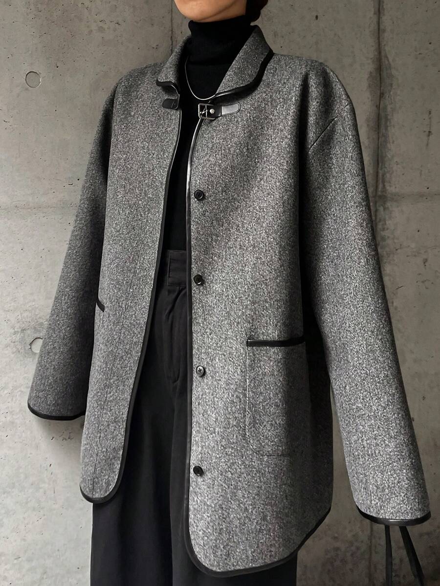 FRIFUL Women's Button Front Long Sleeve Pocket Simple Casual Regular Jacket,Fall Clothes Women Coats - Black - View 1