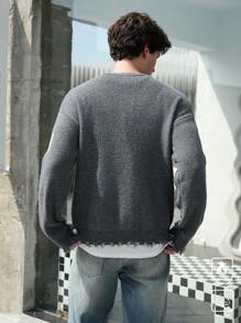 Manfinity Hypemode Men's Casual Letter Pattern Crew Neck Sweater, Suitable For Autumn/Winter - Multicolor - View 4