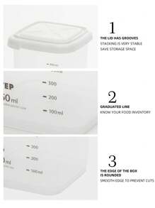 1入組透明食物貯藏極簡風格字母圖案食物儲藏盒適用於廚房 - 白色 - 查看 3