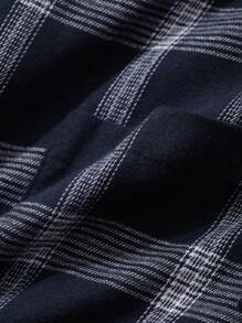 DAZY Conjunto de pijama de 2 piezas con bata a cuadros de longitud media con cinturón y pantalón de pijama recto y suelto, ropa de otoño e invierno