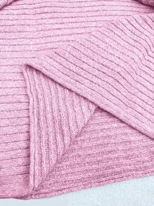 SHEIN LUNE Plus Size Women Solid Color Batwing Sleeve Casual Sweater, Autumn/Winter Knit Pullover Fall - Pink - View 6