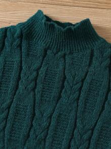 1 pieza Suéter informal y lindo de cuello redondo con estampado geométrico y ajuste holgado, adecuado para ir al trabajo, la escuela, reuniones diarias, otoño e invierno, para niño pequeño