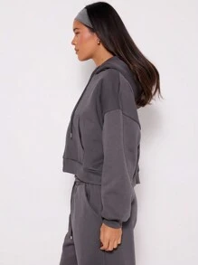 MUSERA Double Zip Through Hoodie - Dark Grey - View 2