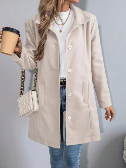 EMERY ROSE Áo khoác nữ dài tay màu đen thanh lịch giản dị